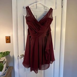 David’s Bridal Maroon Illusion Tank Dress.